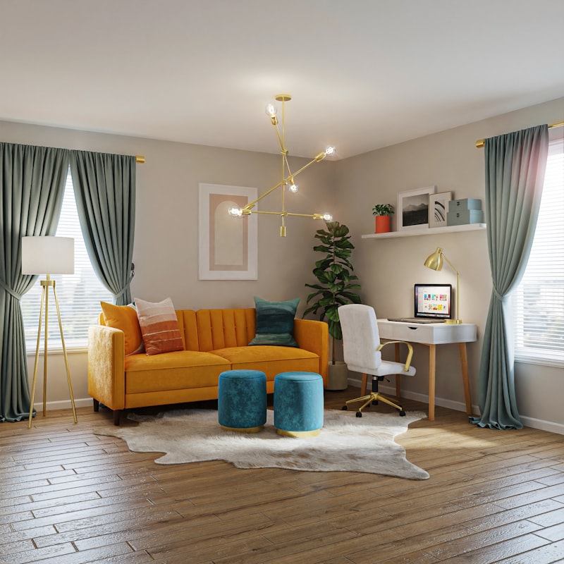 Professioneel gefotografeerde woonkamer met warme houten accenten